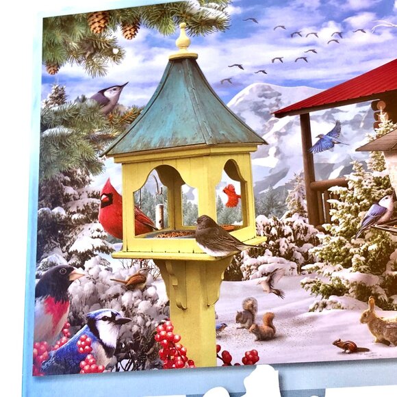 Bits And Pieces FEEDING FRENZY 300 Large Shaped Piece Puzzle Jigsaw Winter BIRDS - Picture 3 of 11